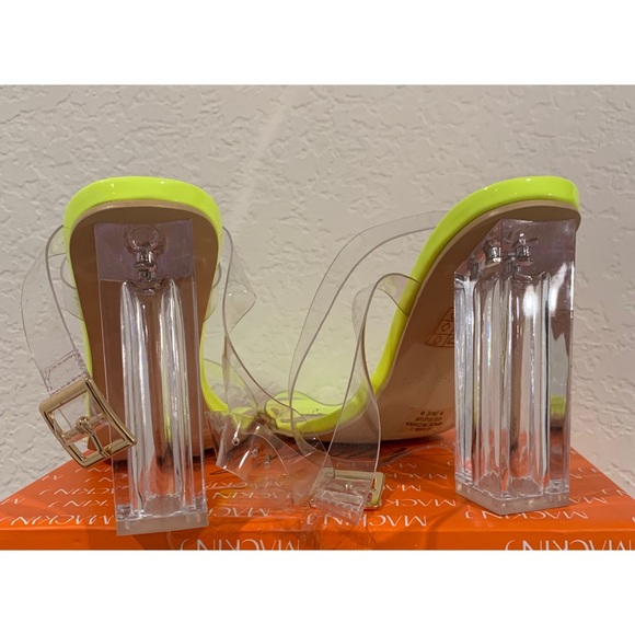 Mackin Girl Neon & Lucite Ankle Wrap Square Heel - Picture 8 of 10